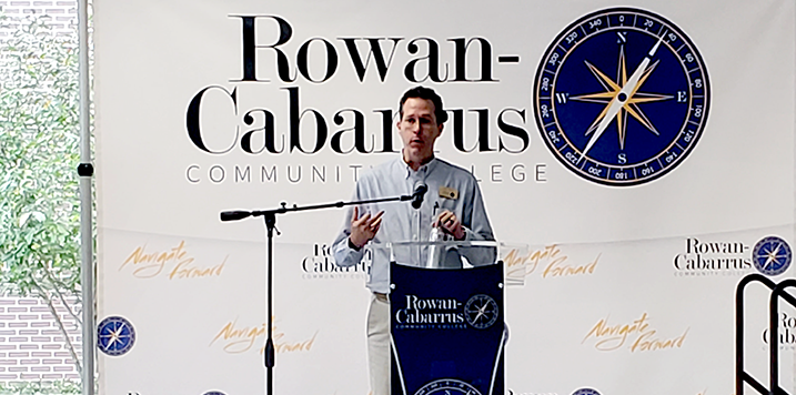 Featured presenter, program manager Chris Hartley of the Auto Safety Inspector/Basic Forklift Pathway, from the Rowan-Cabarrus Community College Career Pathways Expo.