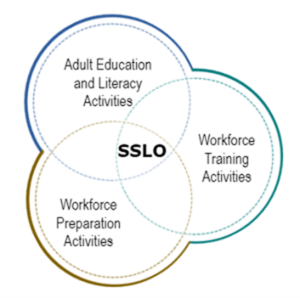 SSLO is created where Adult Education and Literacy Activities intersects both Workforce Training Activities and Workforce Preparation Activities